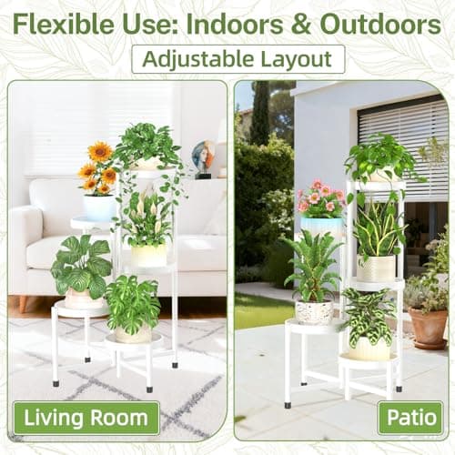 iDavosic.ly Plant Stand Indoor Outdoor, 5 Tier Metal Corner Shelf, White — view 6