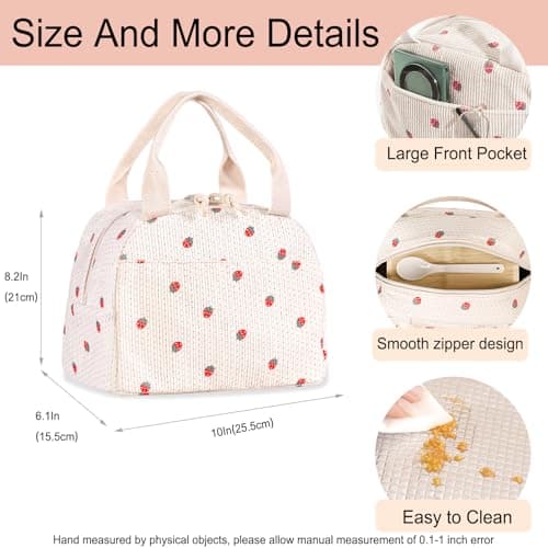 Binoster Lunch Bags for Women Insulated Cooler Lunch Bag Adults Kids Packed Lunch Box Tote Bag Cute Girls Ladies Lunch Bags for Work School Picnic Travel Beach Gifts for Women Her Wife Preppy Stuff — view 2