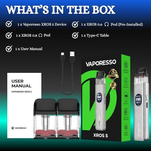 Vaporesso Xros 5 Vape Kits (Coral Red) - 30w, 1500mAh Battery & 3A Super Charging - Adjustable Airflow, 0.88" HD Screen, Corex 3.0 Tech - Compatible with Vaporesso Xros Pod - No Nicotine Vape — view 3