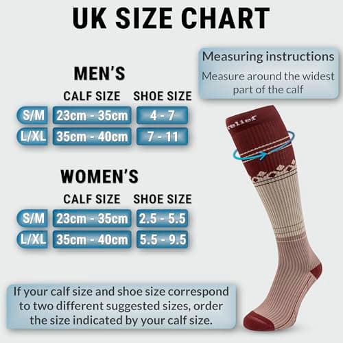 360 RELIEF Compression Socks for Women & Men - 15-20 mmHg Travel Flight Socks – Graduated Support - Ideal for Running, Cycling & during Maternity - S/M, Brown with Laundry Bag — view 3