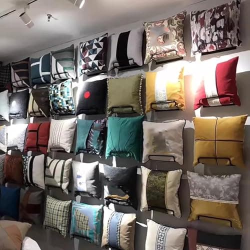 Pillow Organizer Holder,Wall-Mounted Pillow Display Rack - Iron Organizer for Retail & Home, 7-Pack Throw Pillow Storage Stand, Stylish Textile Props Holder (Color: Black) — view 5