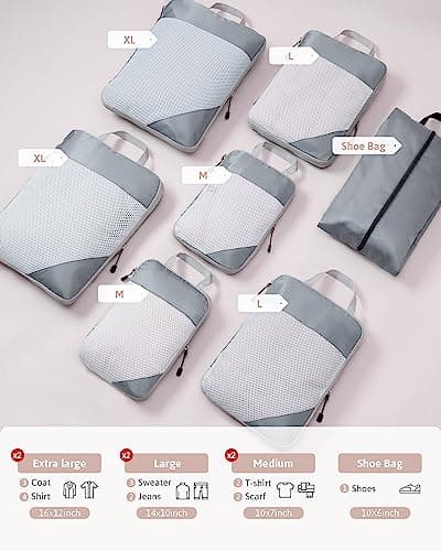 Meowoo 7-Piece Compression Packing Cubes for Luggage, Travel Organisers — view 2