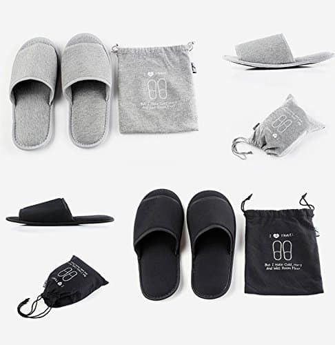 Portable Travel Open Toe Sandals Cotton Spa Hotel Slippers Non-disposable Guest Indoor House Trip (Black, UK Footwear Size System, Adult, Men, Numeric, Medium, 8) — view 5