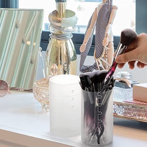 TOPZEA 4 Pack Retractable Makeup Brush Holders, Plastic Clear Makeup Organizer Case Travel Makeup Brush Holder with Lid Brushes Container Cups Dust-Proof Storage — view 6