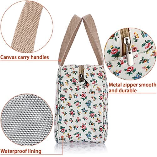 IGNPION Woman Large Travel Toiletry Bag Waterproof Wash Bag Make up Organizer Bag Cosmetic Bag Swimming Gym Bag (Beige Small Flower) — view 4