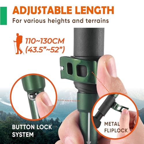 TREKOLOGY Trekking Poles – Collapsible Hiking Poles with Cork Handle - Ultralight Folding Walking Poles for Women & Men, Lightweight Aluminum Hiking Sticks & Walking Sticks (Black with Green) — view 4