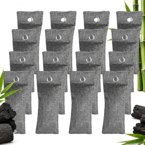 Bamboo Activated Charcoal Odor Absorber Bags, 1200g 16 Pack (16×75g)