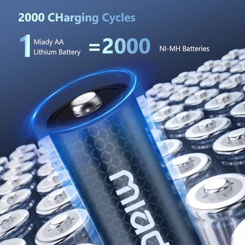 Miady 8 Pack Rechargeable AA Batteries Lithium with Charger — view 2