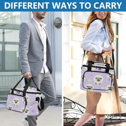 Wudan Magical Sheep Lavender Purple Insulated Cooler Bag 6mm EPE Foam Filled Road Trip Office Workers — view 6