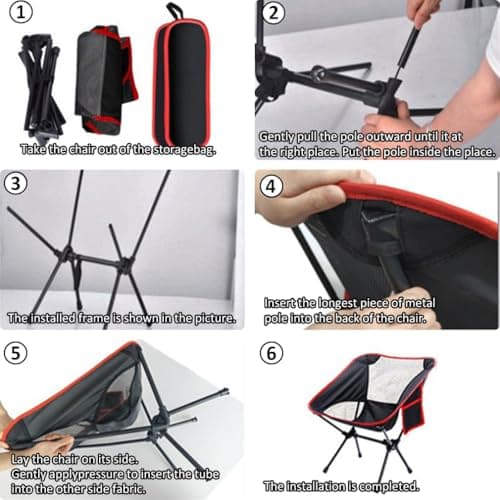 ruitao Trail Folding Camping Chair, Lightweight Outdoor Chair, Heavy Duty Tubular Steel Frame, Fast-Drying Polyester, Carry Bag, 100kg Capacity for Travel, Backpacking, Hiking, Picnics, Fishing — view 5