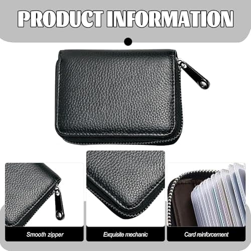 Noenaeni RFID 20 Card Slots Credit Card Holder for Men and Women, Black — view 3