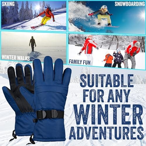 CityComfort Ski Gloves for Men & Teens, Thermal & Waterproof Winter Gloves, Touch Screen & Fleece Lined for Skiing & Cycling (Men Blue) — view 6