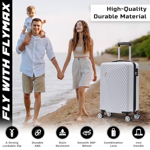55x35x20 Cabin Suitcase Carry on Hard Shell Hand Luggage Cabin Bag Case Approved for Ryanair EasyJet 2 + Many More Small Fits 8kg-10kg 35 Litre Capacity 3 Digit Lock + Telescopic Handle Cabin Luggage — view 4