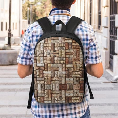 HJLUUFT Wine cork Print Lightweight Laptop Backpack-Personal Item Travel Bag,Travel Backpack Carry On Flight Approved, Black, One Size — view 6