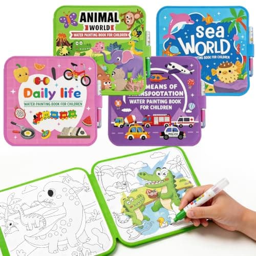 cabaro 4 Pack Mess Free Water Colouring Books for Toddler Age 3+, EVA