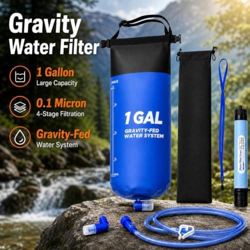 Survival Water Filter Kit, 1 Gallon Gravity Water Filter System — view 3