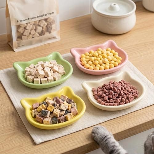 4-Pack Cat Bowls Set, Shallow Kitten Bowls, Low-Edge Wide Anti-Spill Whisker-Friendly Non-Slip Plastic Feeding Dishes for Indoor Cats — view 6