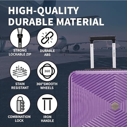 FLYMAX 24" Medium Suitcase Super Lightweight 4 Wheel Spinner Hard Shell ABS Luggage Hold Check in Travel Case Purple 67L — view 4