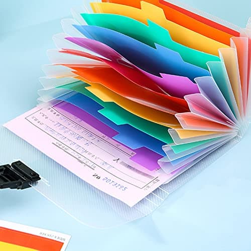 4 Pack A6 Expanding File Folder, 13 Pockets Portable Accordion Document Organiser, Rainbow Expandable Receipt Wallet & Plastic Bill Storage for Office, Home, School — view 4