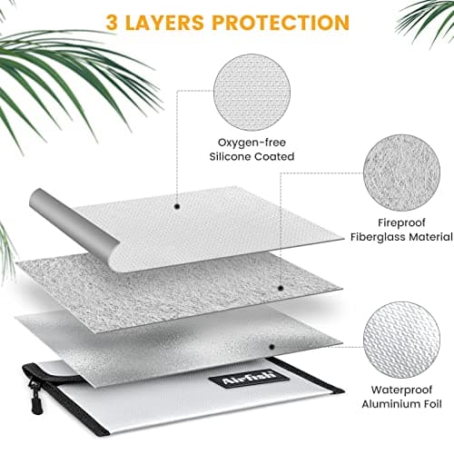 Airfish 2 Pack Fireproof Wallet, 5 x 8 inches, Waterproof Cash Bag with Zipper, Small Cash Bag for Valuables - Silver — view 5