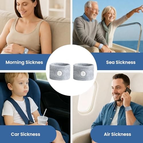 CEYOME Travel Sickness Bands, 2 Pairs Grey Motion Sickness Bands — view 4