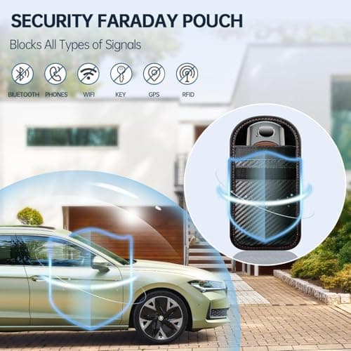 caslord Faraday Pouch for Car Keys, Pack of 2 Anti-Theft RFID Key Fob Protection Bag with 4 Pack Key Rings for Car Security, S, Red and Blue — view 4