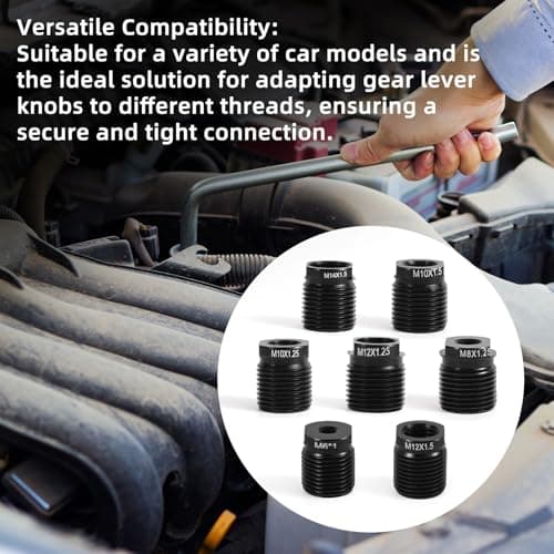 Goktvai 7pcs Gear Shift Knob Adapter Kit, Universal Aluminum Alloy Gear Shift Knob Thread Adapter Fit M8/M10/M12/M14/M6 for Stick Car Truck SUV Manual Transmission Accessories — view 6