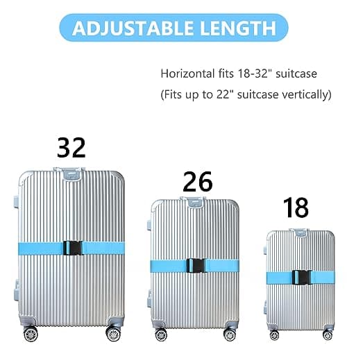 Flintronic 6 Pcs Luggage Straps with Luggage Tags, Adjustable Packing Belts for Suitcases Security Non-Slip Travel Belt Travel Accessories（Blue） — view 5