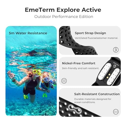 EmeTerm Explore Active FDA-Cleared Anti-Nausea Wristband Nickel-Free 5m Dive Ready Motion Sickness Relief Band Non-drowsy Drug-Free Rechargeable Fluoroelastomer Strap for Salt-Water Resistance — view 2