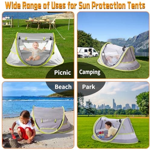 Pop Up Baby Beach Tent UPF 50+, Toddler Sun UV Protection Shade, Breathable Umbrella with Tent Pegs, Lightweight Portable Shelter Umbrella for Family Outdoor Traveling, Hiking, Camping, Fishing,Picnic — view 2
