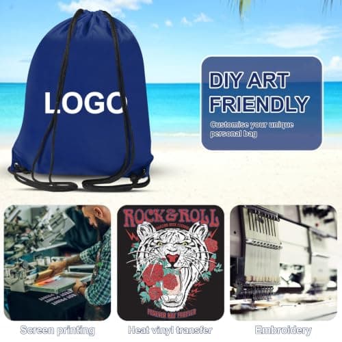 WESTWOOD FOX Drawstring Gym Bag String Bags Gym Sack Backpack PE Bags for Women Men Trainer Swimming Bag Travel Beach School Holidays Suitable for Sports,kids,Boys,Girls (Jet Blue) — view 3