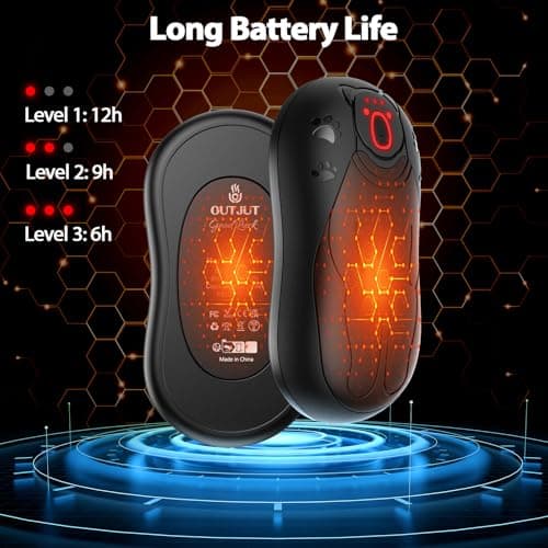 OUTJUT Dual-Sided Hand Warmers Rechargeable 12000mAh, Electric Hand Warmer Split 2 Pack, Portable Pocket Warmer Reusable 3 Quick Heating Modes, Ideal Warm Gift for Golf, Camping, Hiking and Skiing — view 4