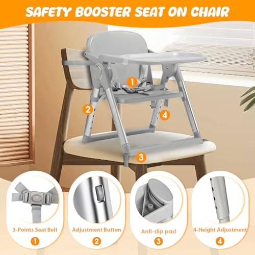 MFSLOVE 3 in 1 Portable Folding Baby Booster Seat with Feeding Tray,Compact Travel Booster Chair for Indoor/Outdoor Use, Toddler Booster Chair with Travel Bag,6 Months to 3 Years — view 4