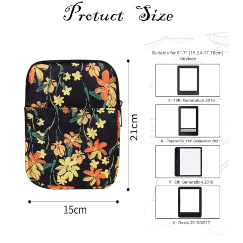 6-7 Inch Waterproof K-le-Sleeve Protective Pouch Black Orchid Pattern — view 2