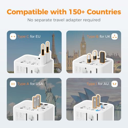 TESSAN Universal Travel Adapter with 2 USB C and 2 USB A Ports — view 2