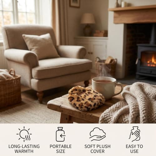 Small Hot Water Bottle, Mini Hot Water Bottle with Cover, Leopard Print Water Bottle for Travel, Compact 350ml Capacity, Ideal for Pain Relief and Warmth — view 4