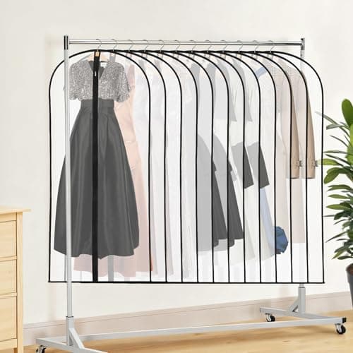 12 Pack Dress Bags Covers Long, 55in PEVA Garment Bags Suit Bags,Black Edge — view 6
