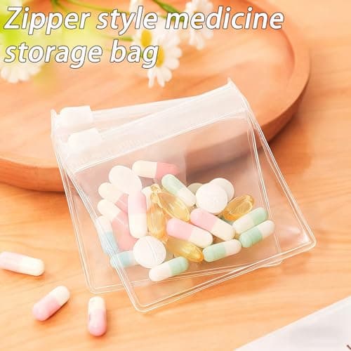 Reusable Pill Pouch Bags, 12 Pack Mini Slide Lock Medicine Storage Bags, Travel Pill Organiser Zippered EVA Pouches, for Tablets Vitamins Jewellery Coins — view 6