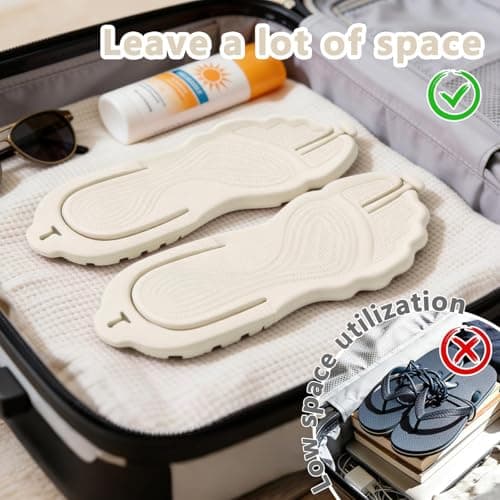ZOORON flip flops for women men flip flops beach sandals foldable slippers travel slippers for women lightweight non-slip quick dry, Pack of 1 Beige, 37.5/39 EU — view 4