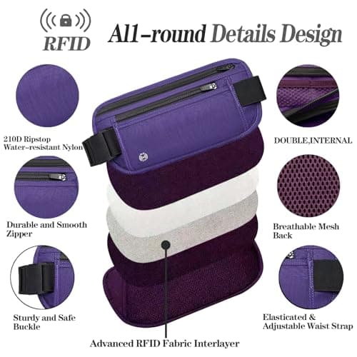 Hidden Money Belt, purple, Purple — view 4