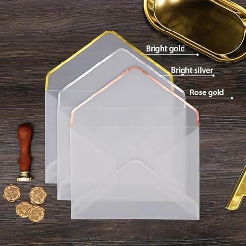 Envelopes for Gift Cards,10Pcs 17.5x12.5cm Transparent Envelope Hot Stamping Printing Paper Letter Wedding Invitation Gift Packing Envelope Silver — view 4