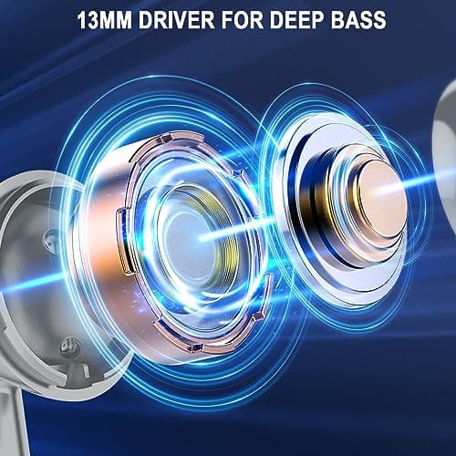 Wireless Earbuds, Bluetooth 5.4 Headphones in Ear with 4 ENC Noise Cancelling Mic, Bluetooth Earbuds 40H Playtime, HiFi Stereo Deep Bass Wireless Earphones IP7 Waterproof, USB-C Fast Charge Light Grey — view 3
