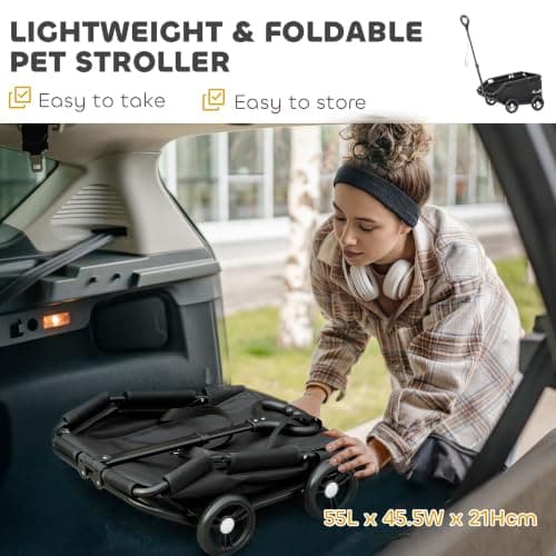 PawHut Mini Dog Stroller Foldable for Small Dogs and Cats with 4 Wheels — view 4