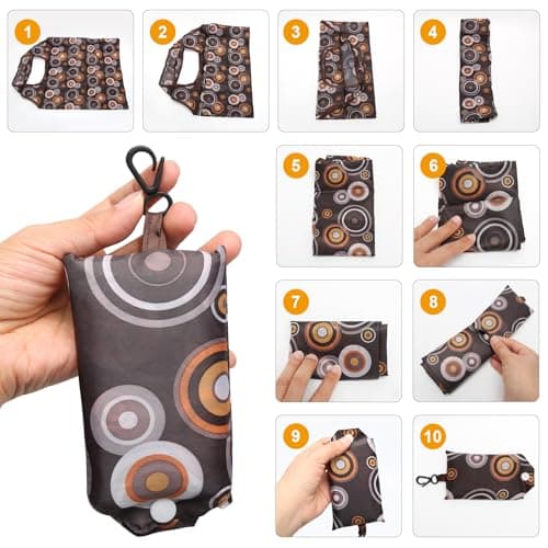 Yoicn Lth 6 Pcs Foldable Shopping Bag in Pouch, Reusable Shopping Bags, Waterproof Portability Foldable Bags for Daily Use, Travel, Picnic — view 2