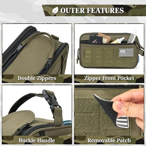 PAVILIA Tactical Toiletry Bag Men, Water Resistant Molle Military, Olive XL — view 4