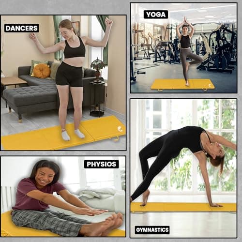 MAXSTRENGTH Tri Folding Mat 2" Thick Foam Exercise Gym Fitness 6ft X 2ft Multi Purpose Camping Gymnastics Pilates Physio Mats (Yellow) — view 5