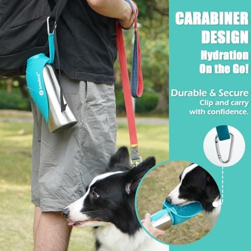 LumoLeaf Portable Dog Water Bottles 800ml, Stainless Steel Pet Travel Water Bottle Dispenser for Walking, Hiking and Outdoor, Portable Water Bowl for Large Dogs (Blue) — view 3