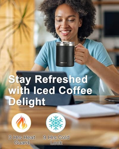 RAYMYLO Insulated Coffee Mug 350ml, Spill-Proof & Detachable Slider Lid — view 4