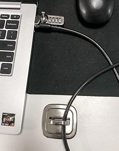 QWORK® Laptop Lock with T-Bar Locking Mechanism 4 Digit Password Protection and 2m High Hardness Cut-Resistant Steel Cable, Protect Your PC/Laptop and Projectors — view 5