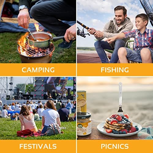 Milestone Camping 65660 4-in-1 Camping Utensils Set / Contains Fork, Knife, Spoon / Built-In Bottle Opener Included / Stainless Steel Material / Storage Lock System, Silver — view 2